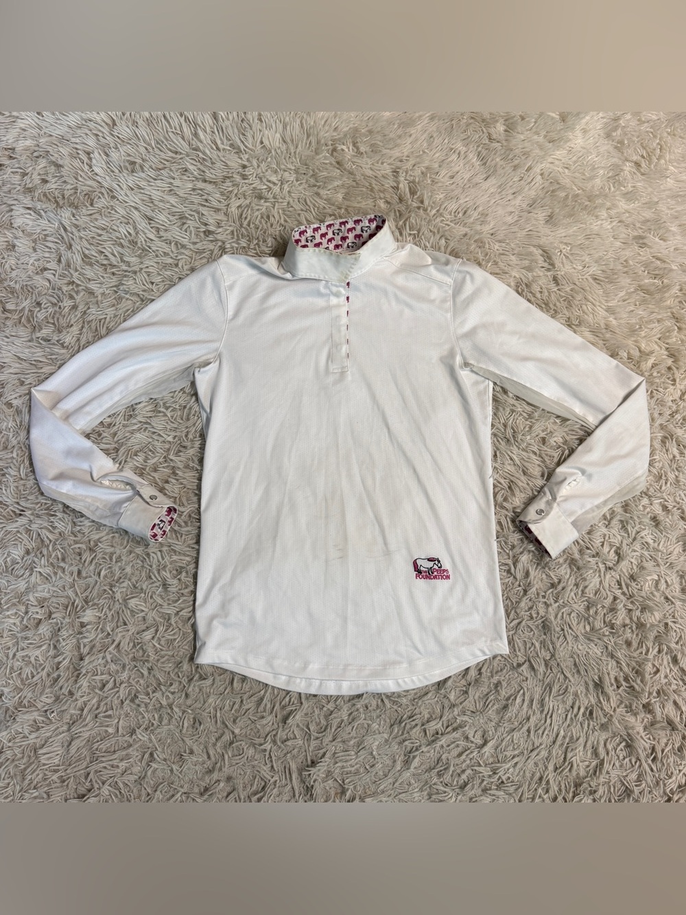 Child’s XL White Essex Classics Long Sleeve Horseback Riding Show Shirt